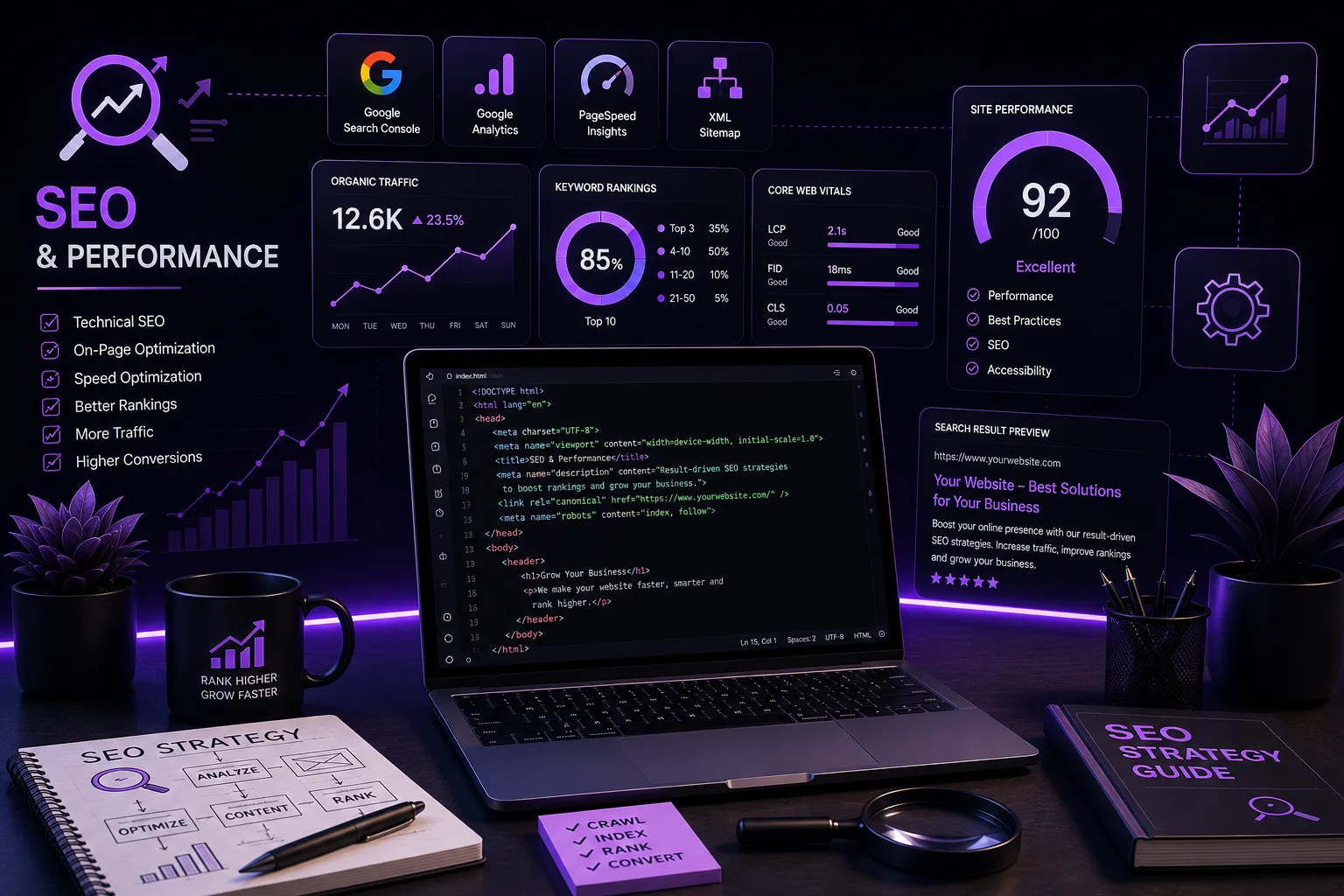 SEO and performance service - Core Web Vitals, technical SEO and speed optimisation by Web{X}