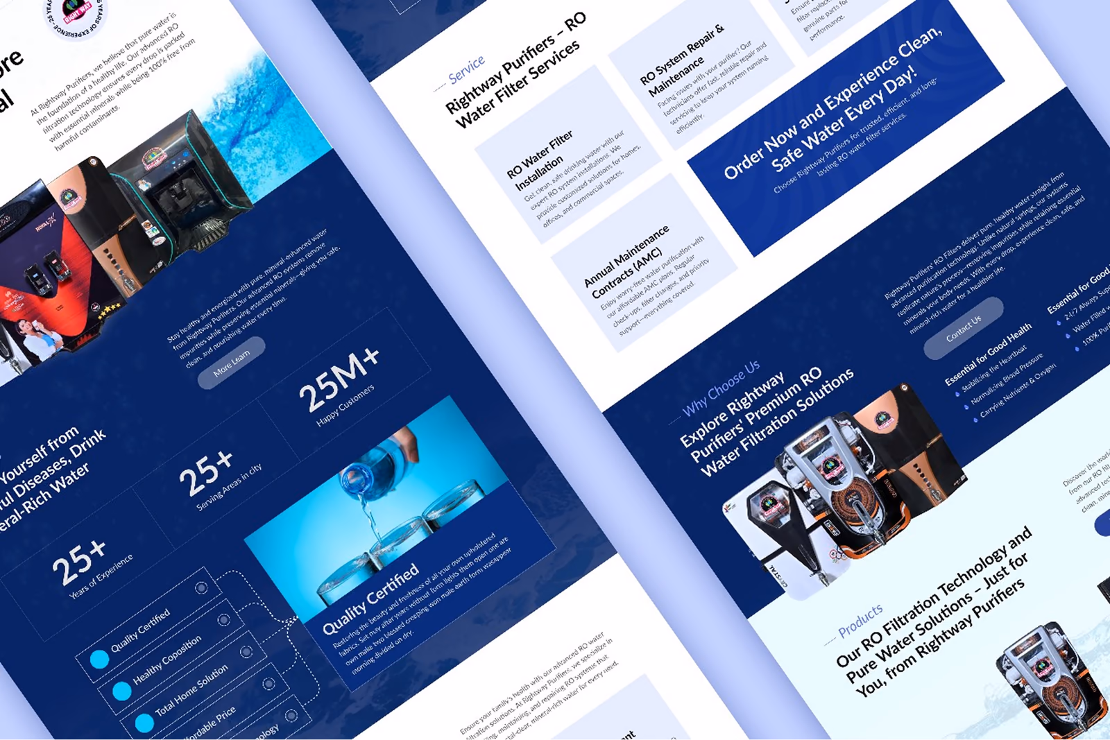 Rightway Water Purifier commercial website homepage, designed and built by Web{X}